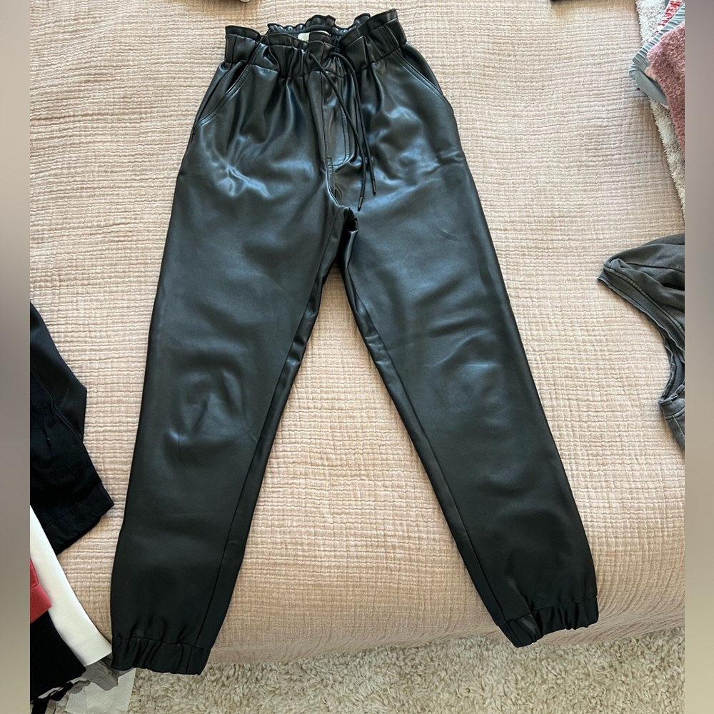 Leather joggers